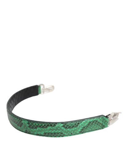 Shoulder Strap by Dolce & Gabbana for women in python leather black, green & silver features a contemporary design, highlighting the distinctive style of the Python Leather Shoulder Strap with a contemporary finish.
