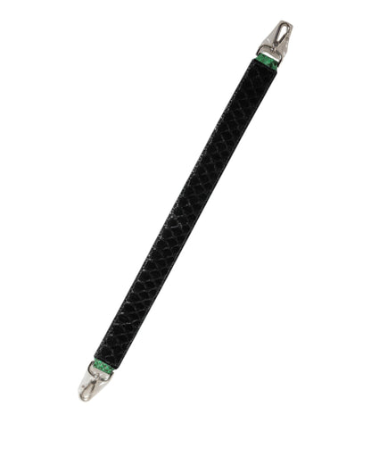 Shoulder Strap by Dolce & Gabbana for women in python leather black, green & silver showcases a enviable design, perfect for elevating any ensemble as part of the Python Leather Shoulder Strap collection.