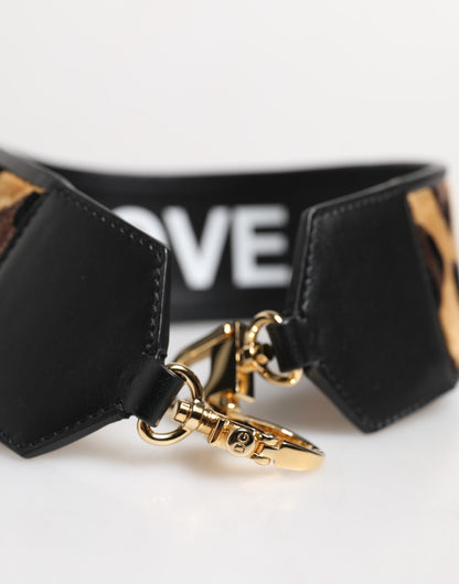Shoulder Strap by Dolce & Gabbana for women in calfskin leather black, leopard-print & print showcases a enviable design, perfect for elevating any ensemble as part of the Calfskin Leather Shoulder Strap collection.
