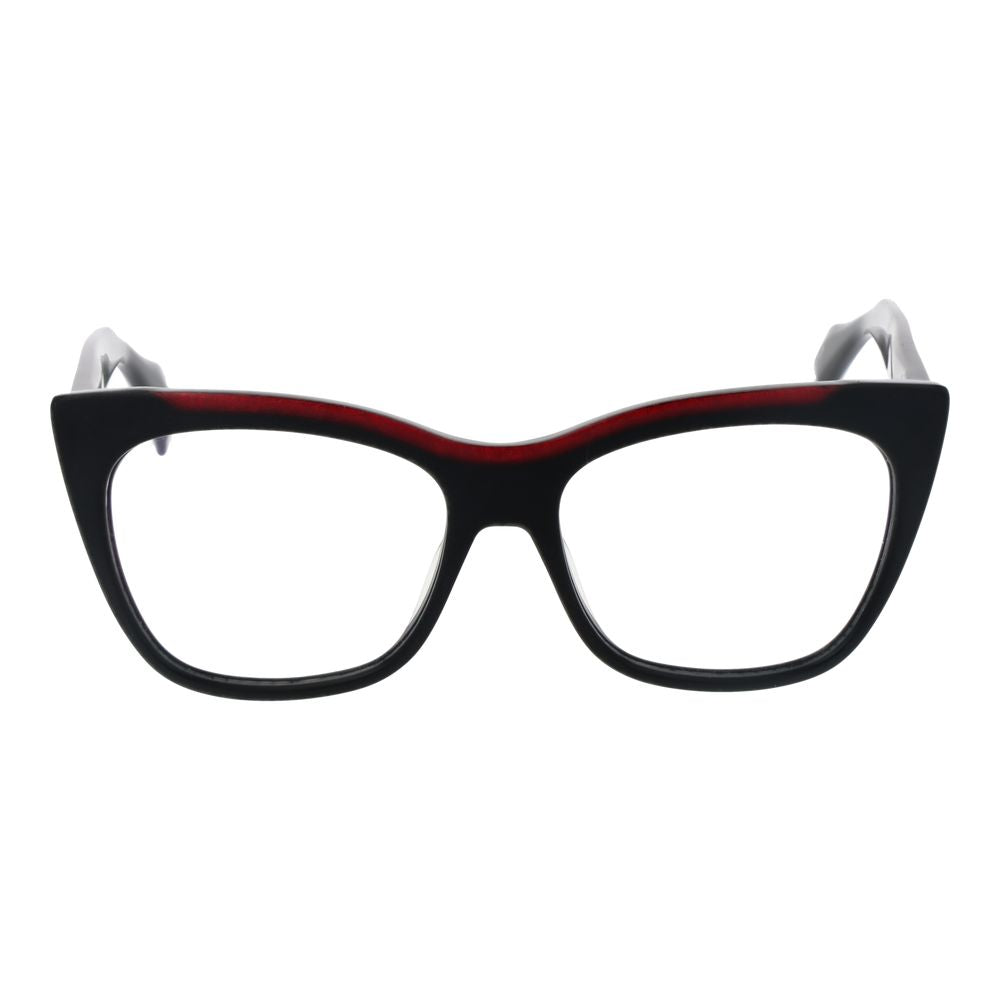 Eyeglasses Frames by Yohji Yamamoto for men in plastic black features an refined silhouette, showcasing a sophisticated black coloured frame and refined full-frame frame design for a refined look.
