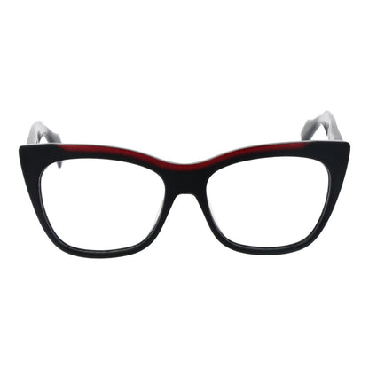 Eyeglasses Frames by Yohji Yamamoto for men in plastic black features an refined silhouette, showcasing a sophisticated black coloured frame and refined full-frame frame design for a refined look.