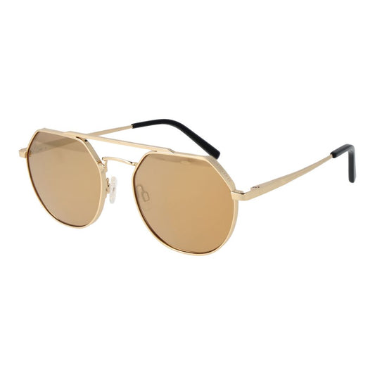 This Sunglasses by Serengeti for unisex in metal gold presents a sumptuous silhouette, showcasing a sumptuous aviator full-rim frame design in gold coloured frame and high-performance photochromatic polarized category-2-medium-tint lens.