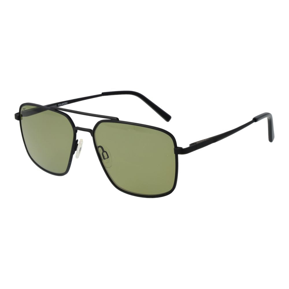 Sunglasses by Serengeti for men in metal and black featuring an opulent aviator full-rim frame design with a sophisticated black coloured frame finish and high-performance photochromatic polarized category-2-medium-tint lens.