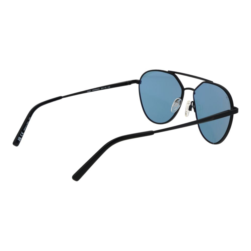 Sunglasses by Serengeti for unisex in plastic and black presents a sumptuous silhouette, featuring black coloured frame and aviator full-rim frame design with photochromatic polarized category-2-medium-tint lens for a sumptuous look.