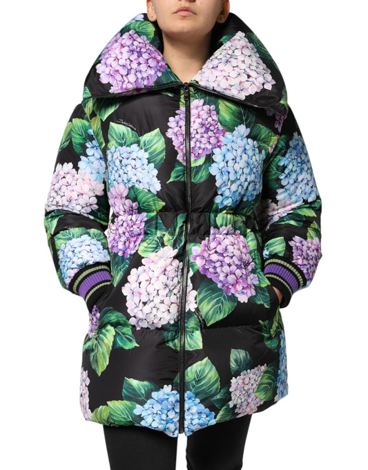 Dolce & Gabbana Women's Quilted Polyester Puffer Jacket - Multicolor Floral Print