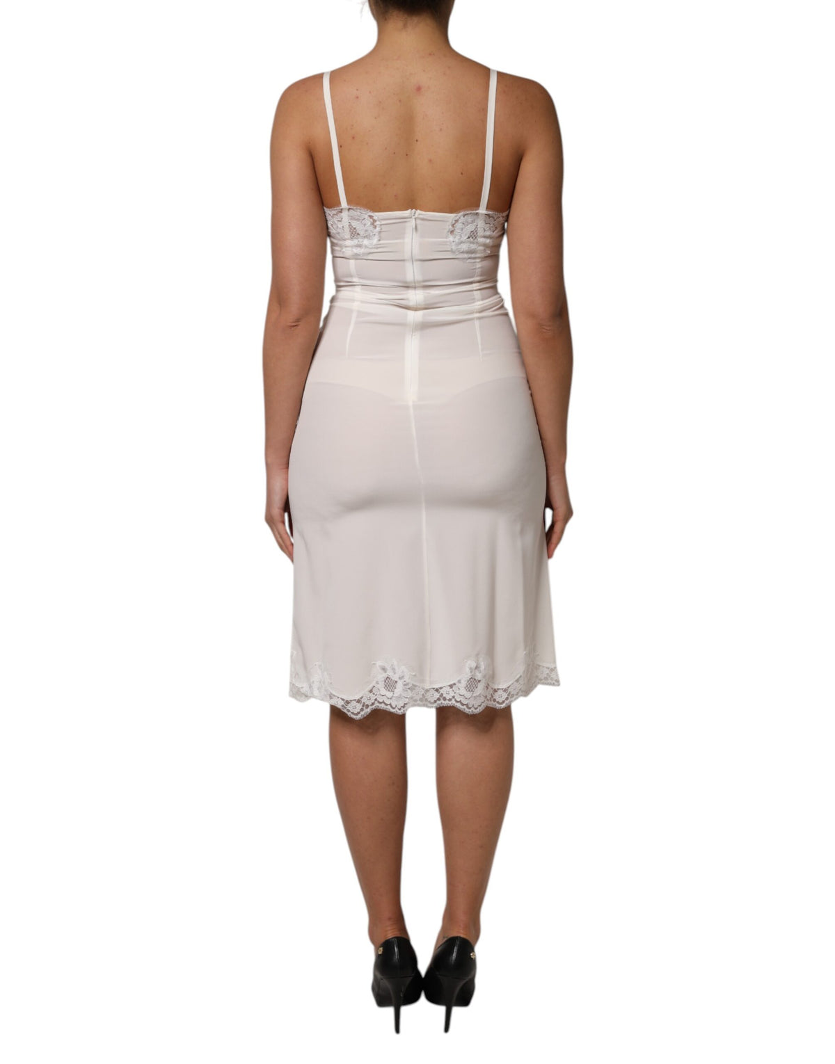 Dolce & Gabbana Women's Slip Cotton Silk Nylon & Lace Dress - Gold White