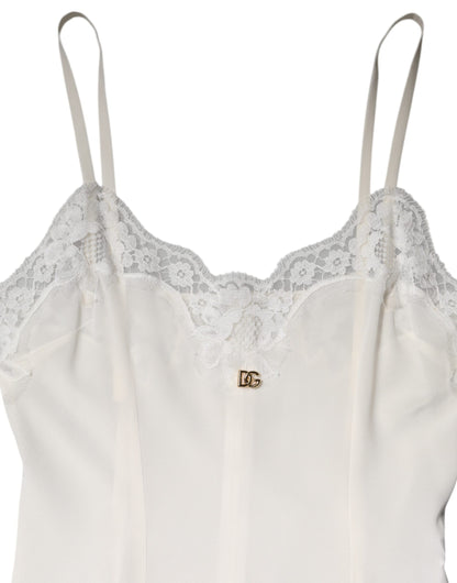 Dolce & Gabbana Women's Slip Cotton Silk Nylon & Lace Dress - Gold White