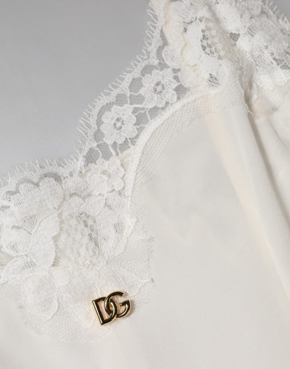 Dolce & Gabbana Women's Slip Cotton Silk Nylon & Lace Dress - Gold White