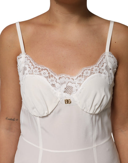 Dolce & Gabbana Women's Slip Cotton Silk Nylon & Lace Dress - Gold White