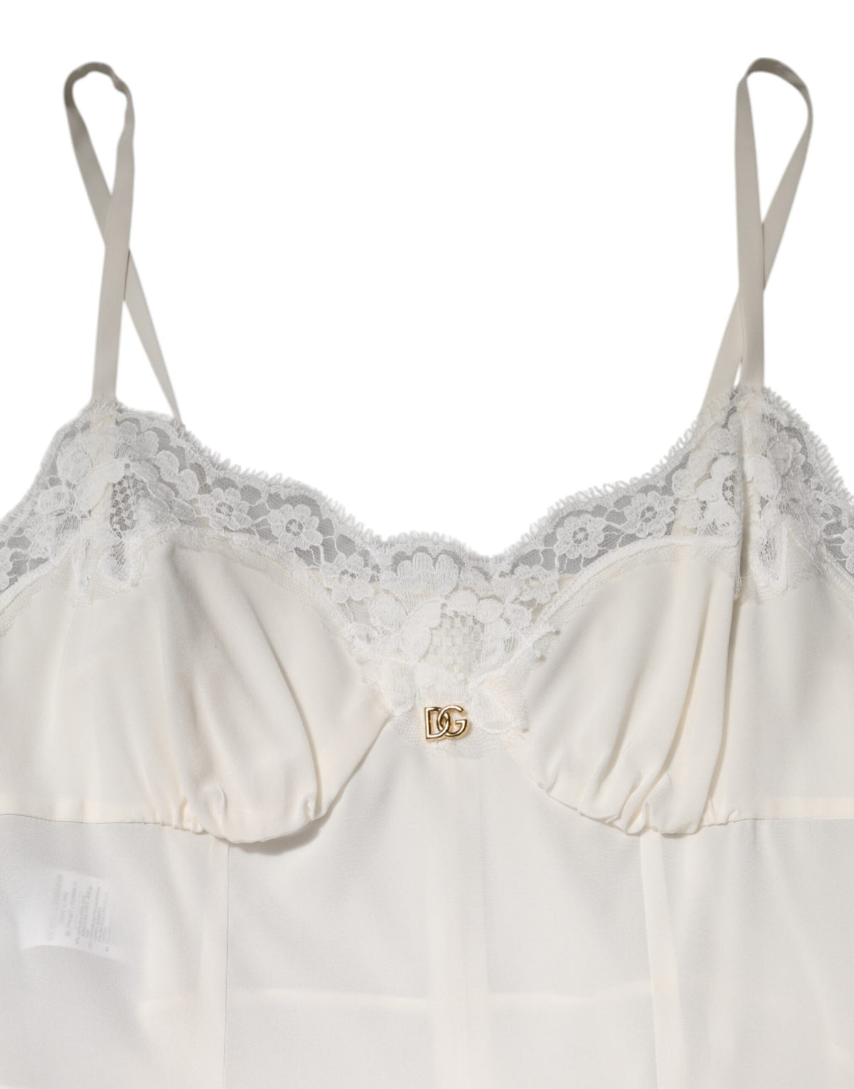 Dolce & Gabbana Women's Slip Cotton Silk Nylon & Lace Dress - Gold White