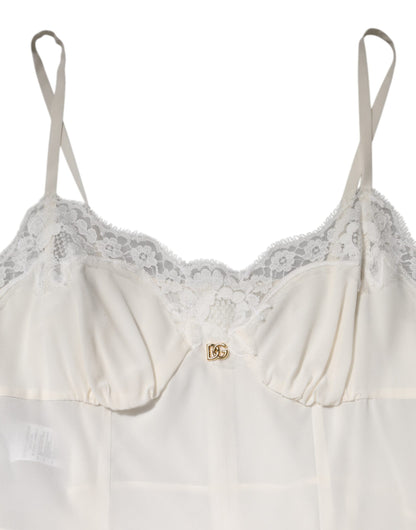 Dolce & Gabbana Women's Slip Cotton Silk Nylon & Lace Dress - Gold White