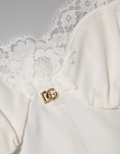 Dolce & Gabbana Women's Slip Cotton Silk Nylon & Lace Dress - Gold White
