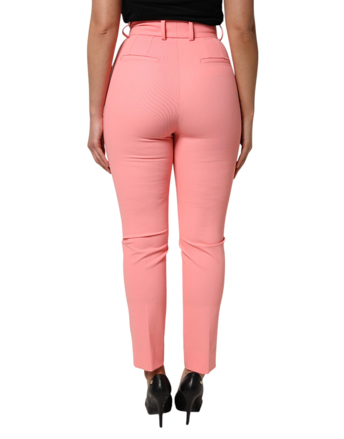 Dolce & Gabbana Women's Tapered Leg High Rise Stretch Viscose Polyester Jeans - Pink