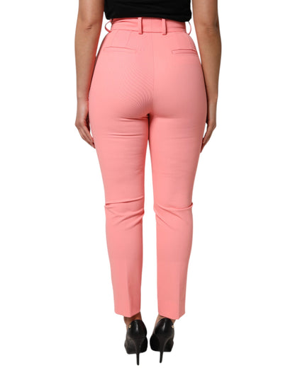 Dolce & Gabbana Women's Tapered Leg High Rise Stretch Viscose Polyester Jeans - Pink
