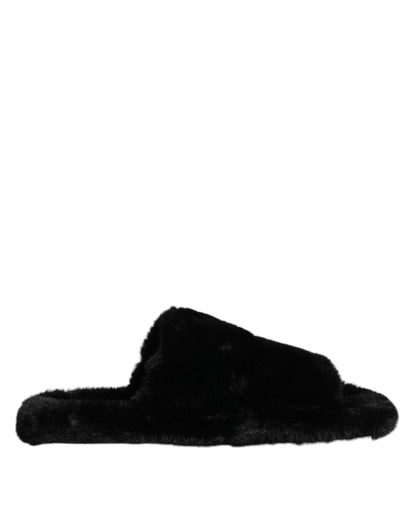 Dolce & Gabbana Men's Leather Polyester Satin & Velvet Slider Sandals - Black Red