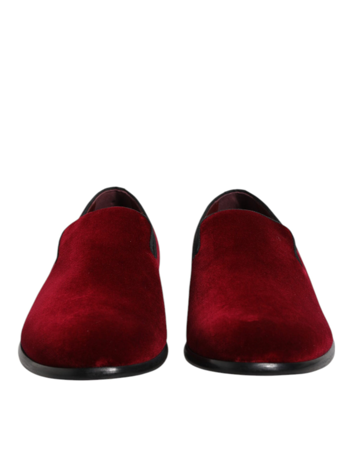 Dolce & Gabbana Men's Cotton Velvet Viscose & Leather Loafer Slip-On Shoes - Red