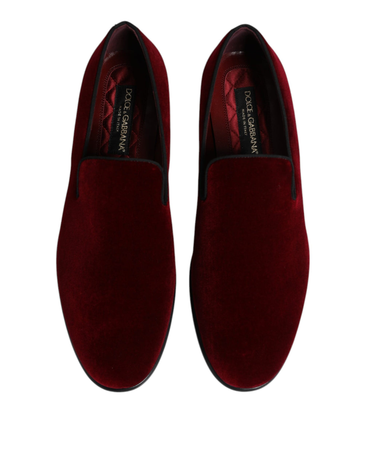 Dolce & Gabbana Men's Cotton Velvet Viscose & Leather Loafer Slip-On Shoes - Red