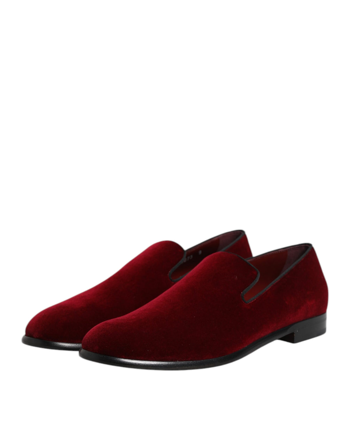 Dolce & Gabbana Men's Cotton Velvet Viscose & Leather Loafer Slip-On Shoes - Red