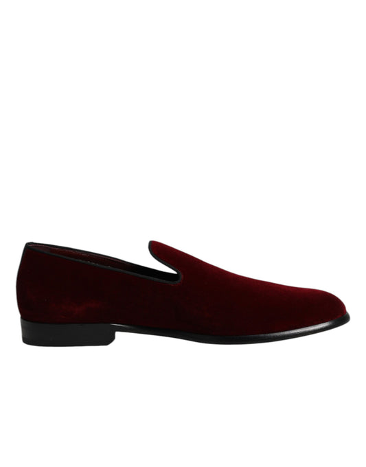 Dolce & Gabbana Men's Cotton Velvet Viscose & Leather Loafer Slip-On Shoes - Red