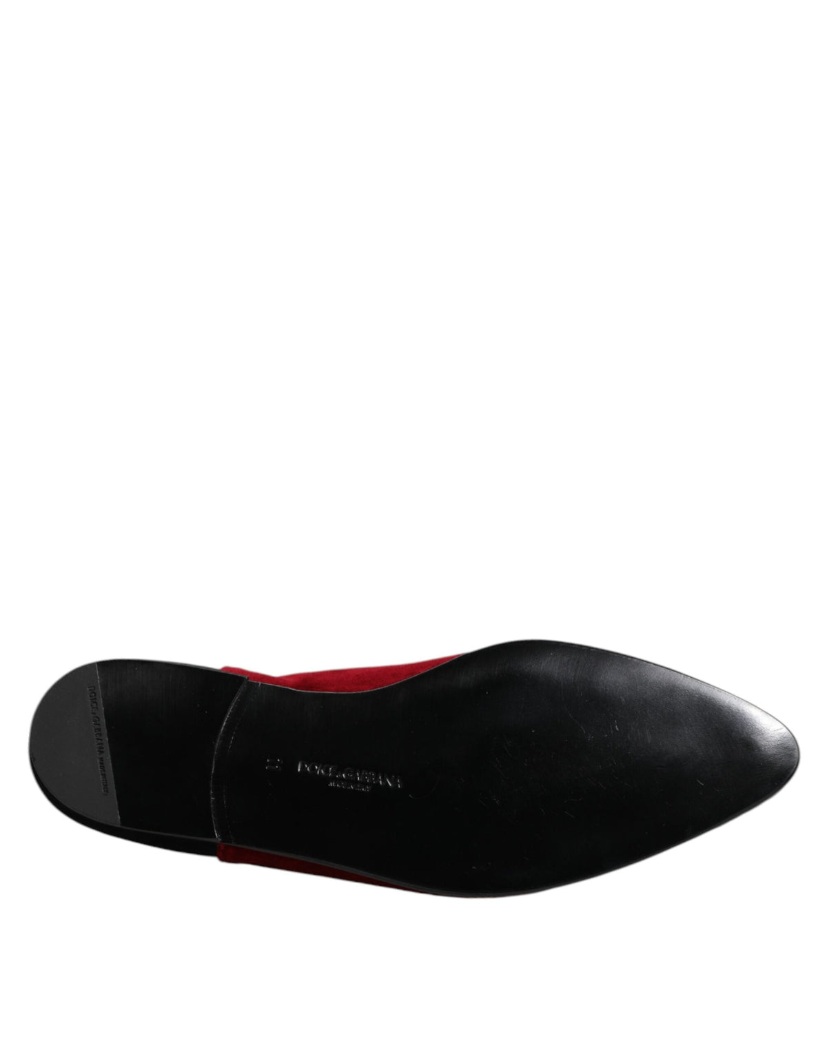 Dolce & Gabbana Men's Cotton Velvet & Leather Loafer Slip-On Shoes - Black Red