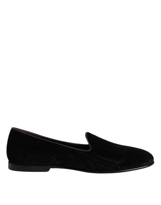 Dolce & Gabbana Men's Cotton Leather Polyester & Viscose Loafer Slip-On Shoes - Black