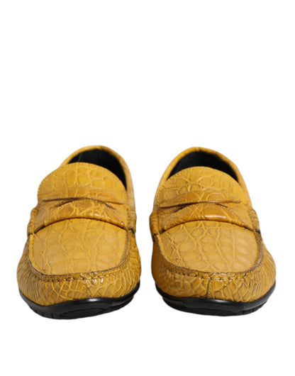 Dolce & Gabbana Men's Caiman & Exotic Leather Loafer Slip-On Shoes - Yellow