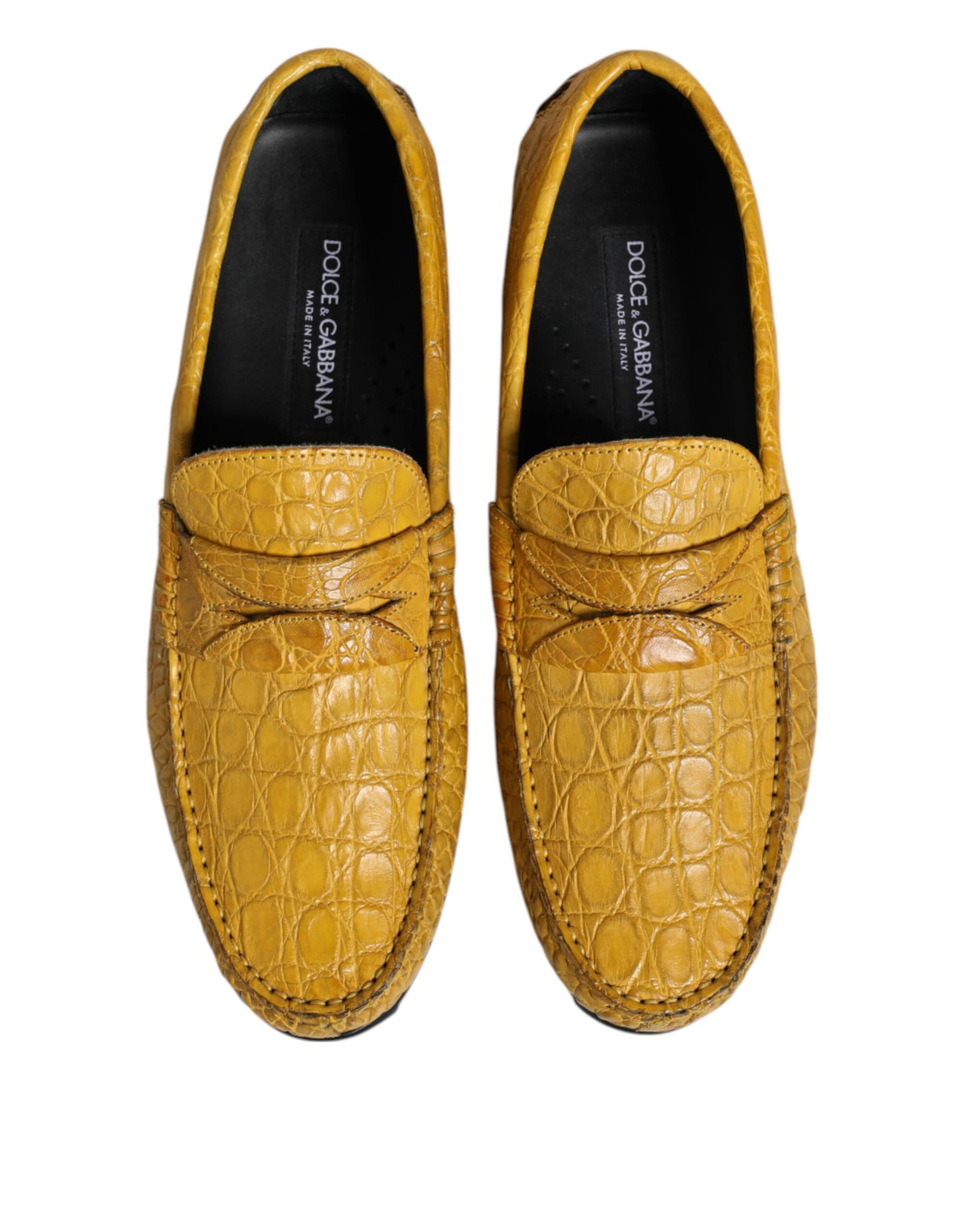 Dolce & Gabbana Men's Caiman & Exotic Leather Loafer Slip-On Shoes - Yellow
