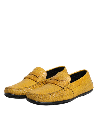 Dolce & Gabbana Men's Caiman & Exotic Leather Loafer Slip-On Shoes - Yellow