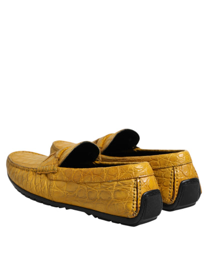 Dolce & Gabbana Men's Caiman & Exotic Leather Loafer Slip-On Shoes - Yellow