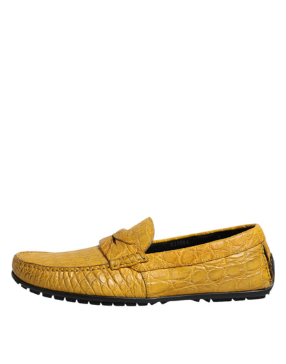 Dolce & Gabbana Men's Caiman & Exotic Leather Loafer Slip-On Shoes - Yellow