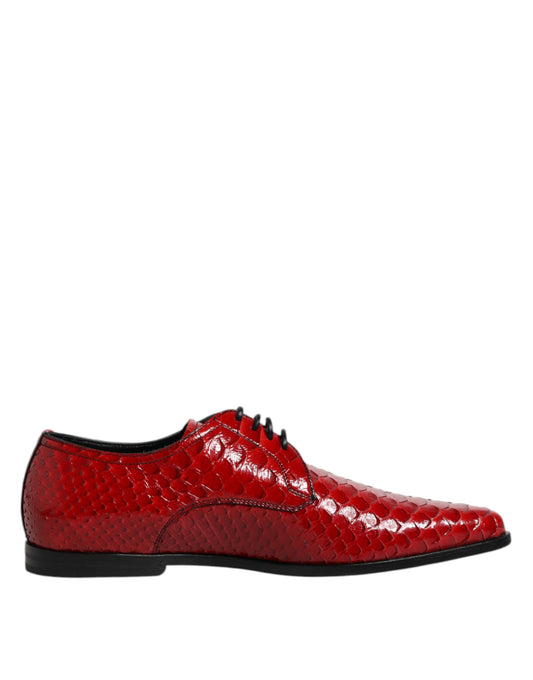Dolce & Gabbana Men's Exotic & Python Leather Derby Lace-Up Shoes - Red