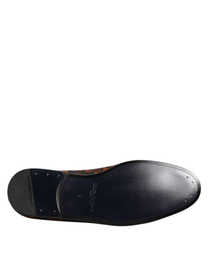Dolce & Gabbana Black Jacquard Polyester Slip On Loafers Shoes