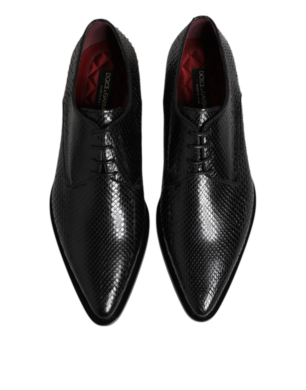 Dolce & Gabbana Men's Python Leather Derby Lace-Up Shoes - Black