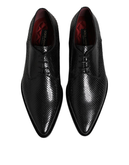 Dolce & Gabbana Men's Python Leather Derby Lace-Up Shoes - Black