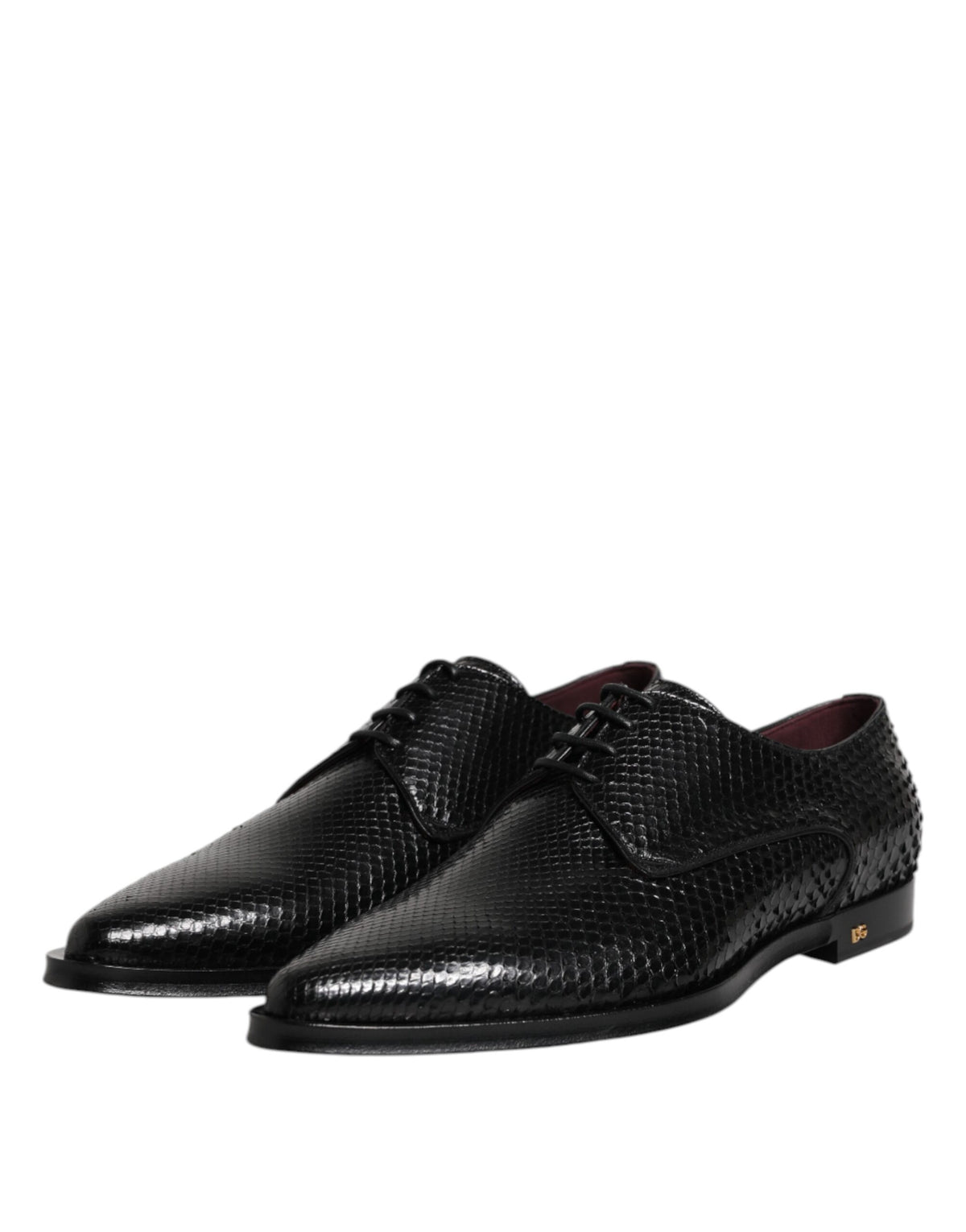 Dolce & Gabbana Men's Python Leather Derby Lace-Up Shoes - Black