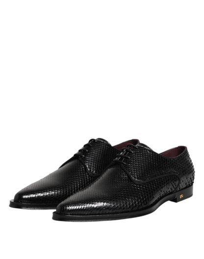 Dolce & Gabbana Men's Python Leather Derby Lace-Up Shoes - Black