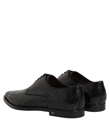 Dolce & Gabbana Men's Python Leather Derby Lace-Up Shoes - Black