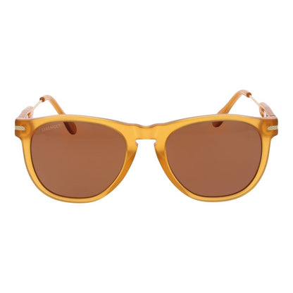 Sunglasses by Serengeti for men in plastic and orange presents a sumptuous silhouette, featuring honey coloured frame and full-rim panto frame design with photochromatic polarized category-2-medium-tint lens for a sumptuous look.