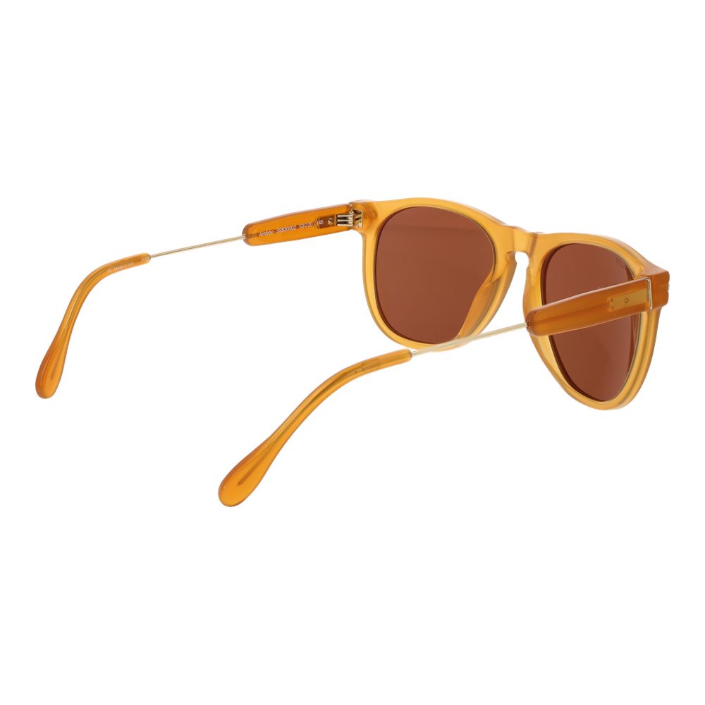 Sunglasses by Serengeti for men in plastic orange features a sumptuous silhouette, showcasing a sumptuous full-rim panto frame design in honey coloured frame with high-performance photochromatic polarized category-2-medium-tint lens.