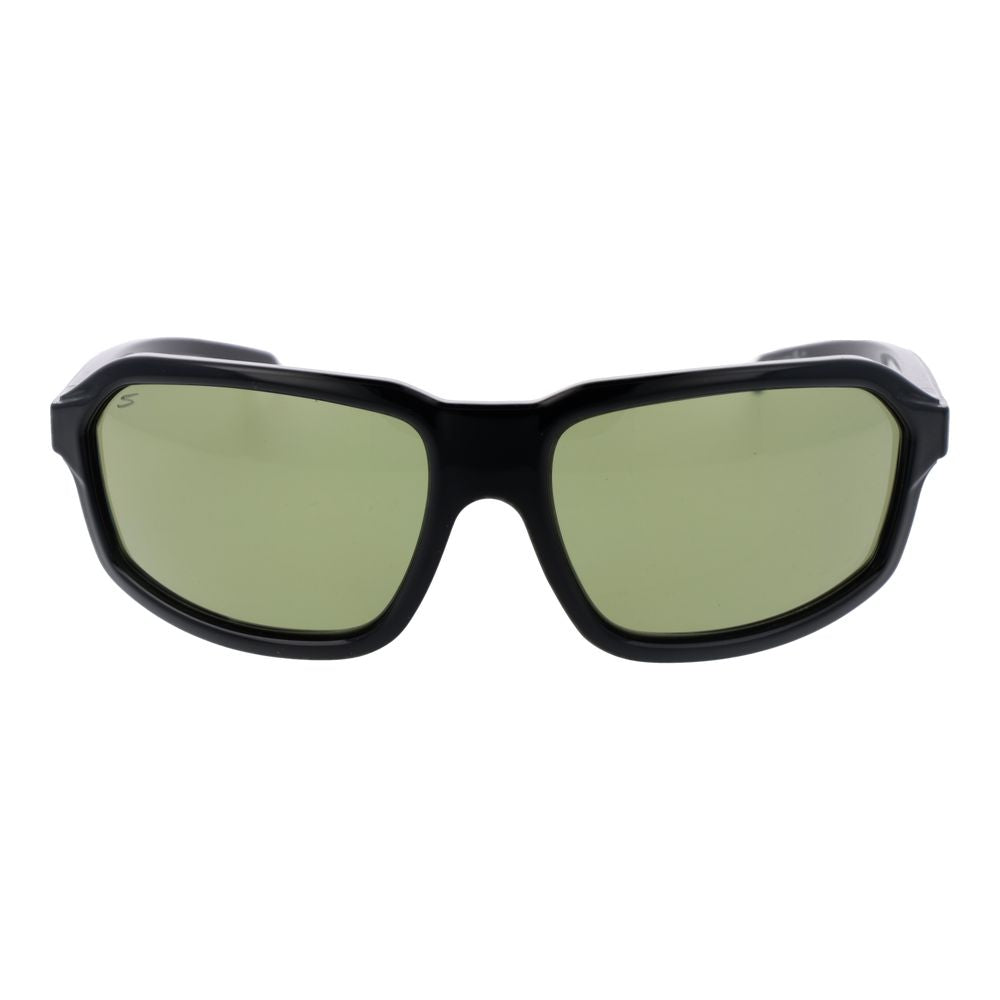 Sunglasses by Serengeti for men in plastic black showcases a ethereal silhouette, featuring black coloured frame rectangle full-rim frame design with photochromatic polarized category-2-medium-tint lens for a ethereal finish.
