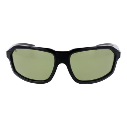 Sunglasses by Serengeti for men in plastic black showcases a ethereal silhouette, featuring black coloured frame rectangle full-rim frame design with photochromatic polarized category-2-medium-tint lens for a ethereal finish.