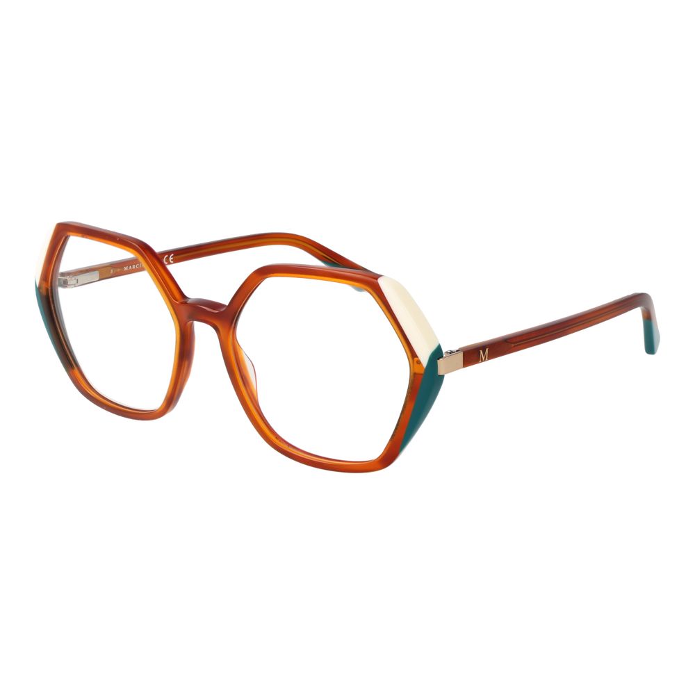 Eyeglasses Frames by Marciano by Guess for women in acetate brown features a refined silhouette, showcasing a refined brown coloured frame and full-frame frame design for a sophisticated, premium look.