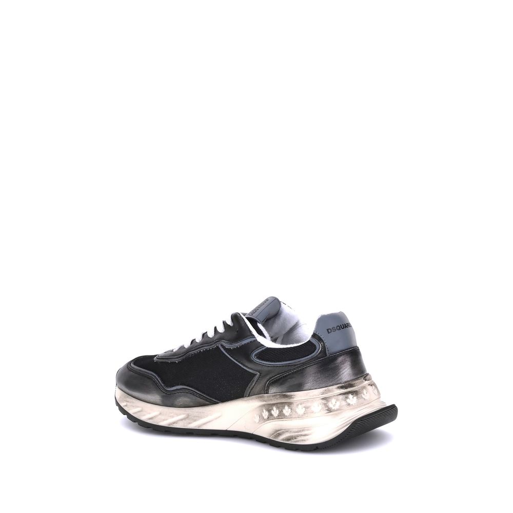 Athletic Sneakers Dsquared² men bos taurus calf leather black & monogram featuring a avant-garde Men's Athletic Bos Taurus Calf Leather Sneakers design with a avant-garde athletic style for a refined finish.