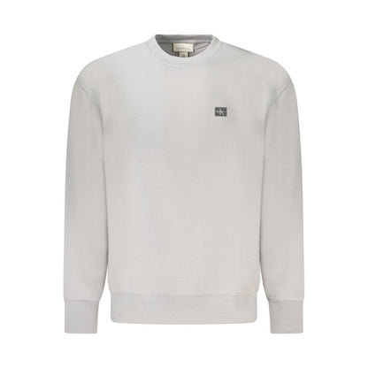 Sweatshirt by Calvin Klein for men in cotton polyester gray showcases a slouchy chic silhouette, artfully detailed with a slouchy chic crew neckline and for a slouchy chic finish.
