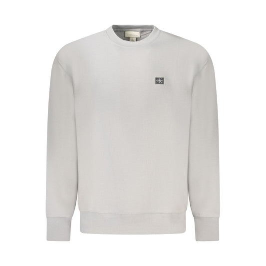 Sweatshirt by Calvin Klein for men in cotton polyester gray showcases a slouchy chic silhouette, artfully detailed with a slouchy chic crew neckline and for a slouchy chic finish.