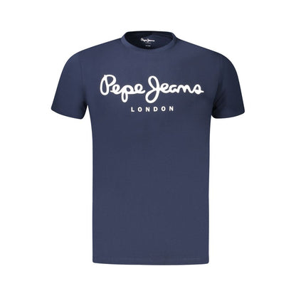 T-Shirt by Pepe Jeans for men in stretch cotton blue & print showcases a chic silhouette, artfully detailed with a chic crew neckline and for a chic finish.