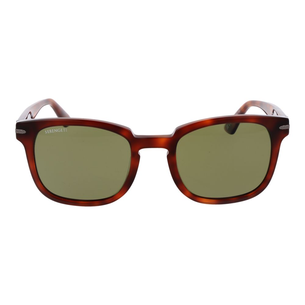 Sunglasses by Serengeti for unisex in acetate brown features a sumptuous silhouette, showcasing a sumptuous full-rim square frame design in brown coloured frame with high-performance photochromatic polarized category-3-dark-tint lens.