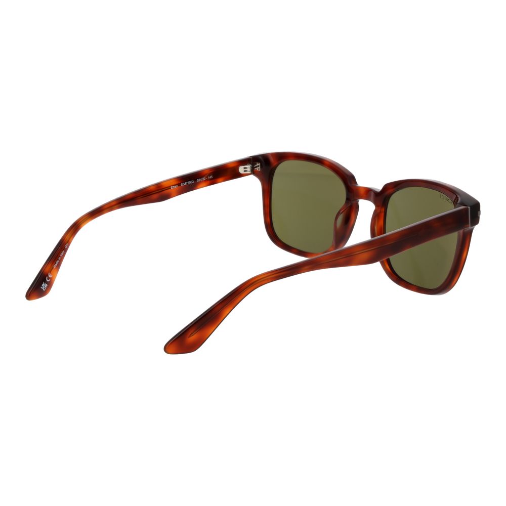 This Sunglasses by Serengeti for unisex in polyester polyethylene leather brown & green presents a sumptuous silhouette, showcasing a sumptuous full-rim square frame design in brown coloured frame and high-performance category-3-dark-tint polarized photochromatic lens.