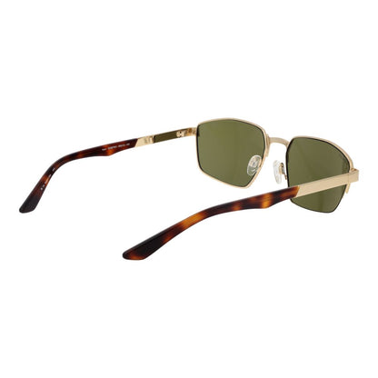 Sunglasses by Serengeti for men in metal gold showcases a ethereal silhouette, featuring gold coloured frame rectangle full-rim frame design with photochromatic polarized category-3-dark-tint lens for a ethereal finish.