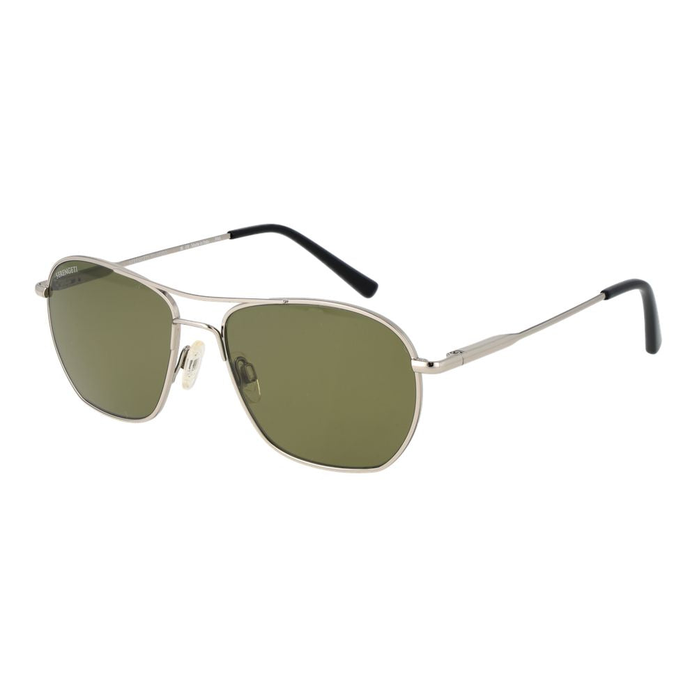 Sunglasses by Serengeti for unisex in metal silver features an ethereal aviator full-rim frame design with silver coloured frame frames and photochromatic polarized category-3-dark-tint lens for a ethereal finish.